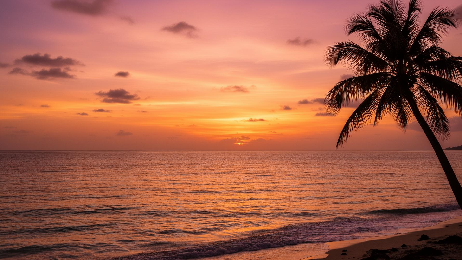 Tropical sunset over the ocean