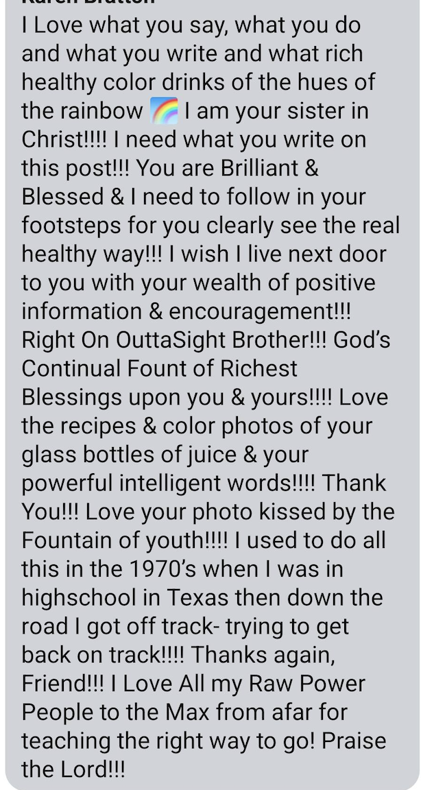 Karen Bratton's heartfelt testimonial calling Marcus brilliant and blessed